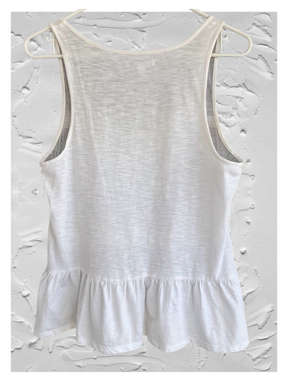 American Eagle Outfitters White Sleeveless Mesh Peplum Top Romantic Sheer Tank - Picture 2 of 10